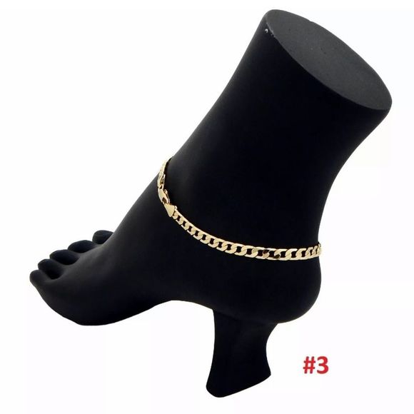 14K Gold Plated Stamped Ankle Bracelets - Picture 4 of 5